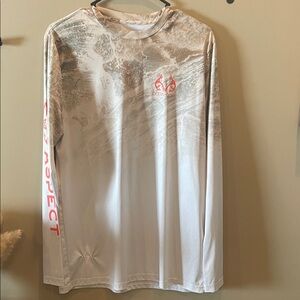 Realtree Beige Camo Long Sleeve with Red Accents